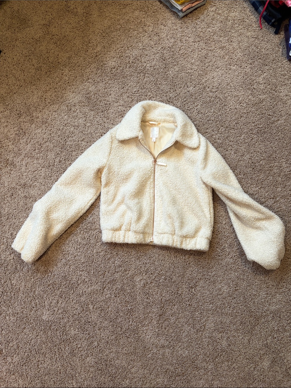LC Lauren Conrad Cream Sherpa Zip-Up Jacket